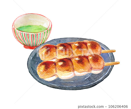 日本茶和餃子水彩插圖集 日本茶和餃子水彩插圖集 106206406
