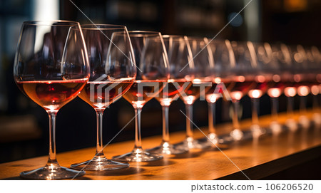 Row of glasses with wine 106206520