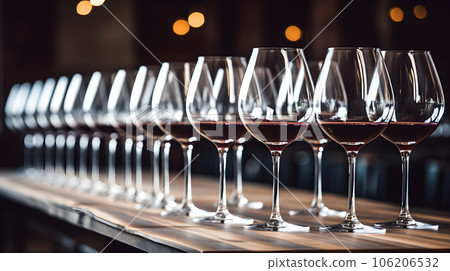 Row of glasses with wine 106206532