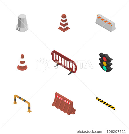 Under construction design elements, flat 3D isometric style. Under construction design elements, flat 3D isometric style. 106207511