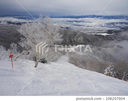 A view from the top of Ryuoo Ski Park's Juhyo-no-Kotoshi b course in the harshest of winters A view from the top of Ryuoo Ski Park's Juhyo-no-Kotoshi b course in the harshest of winters 106207804