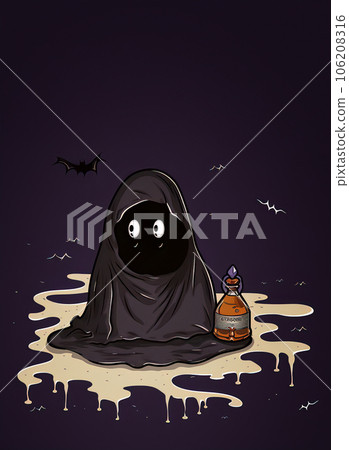 Cute Halloween Ghost and Enchanted Potion Cartoon Cute Halloween Ghost and Enchanted Potion Cartoon 106208316