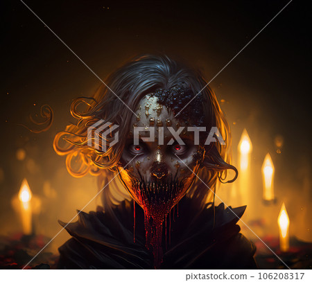 Malevolent Enchantment: Eerie Female Necromancer Portrait Malevolent Enchantment: Eerie Female Necromancer Portrait 106208317