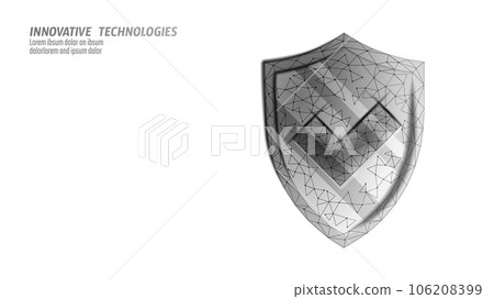 Low poly 3D check icon silhouette. Approved test correct right element concept design. One sketch doodle outline drawing vector illustration 106208399