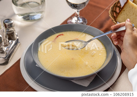 Traditional romanian dish tripe soup Traditional romanian dish tripe soup 106208915