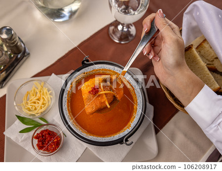 Traditional Hungarian fish soup 106208917