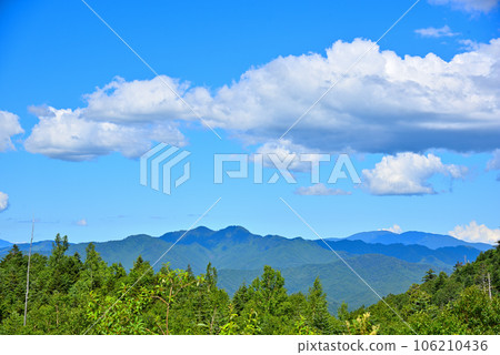 《岐阜縣》高山市朝日町 從岐阜縣道435號看到的夏日綠色山脈 106210436