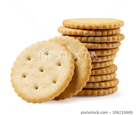 Round crackers close-up on a white. Isolated 106210600