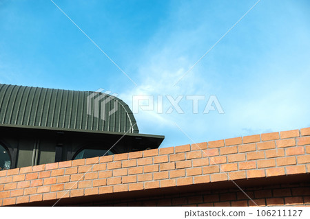 Building Green roof of the architecture made of steel and brick Building Green roof of the architecture made of steel and brick 106211127