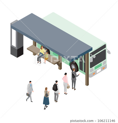 Isometric_People waiting in line to get on the bus Isometric_People waiting in line to get on the bus 106211146