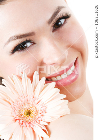 attractive smiling woman portrait on white background 106211626