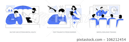 Military psychiatry abstract concept vector illustrations. 106212454