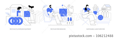 Products from recycled materials abstract concept vector illustrations. 106212488