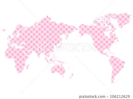 World map with cherry blossom pattern (centered on Japan) World map with cherry blossom pattern (centered on Japan) 106212629