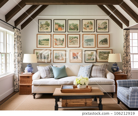 Living room gallery wall, home decor and wall art, framed art in the English country cottage interior, room for diy printable artwork mockup and print shop Living room gallery wall, home decor and wall art, framed art in the English country cottage interior, room for diy printable artwork mockup and print shop 106212919