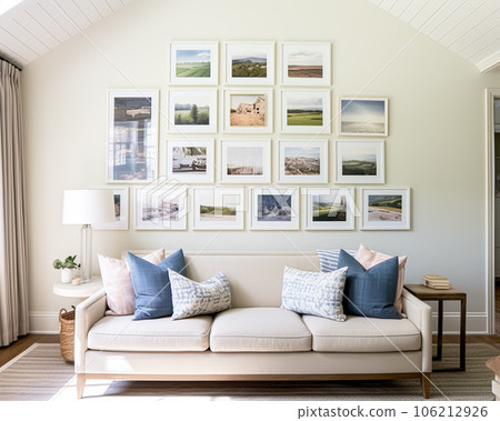 Living room gallery wall, home decor and wall art, framed art in the English country cottage interior, room for diy printable artwork mockup and print shop Living room gallery wall, home decor and wall art, framed art in the English country cottage interior, room for diy printable artwork mockup and print shop 106212926