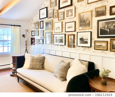 Living room gallery wall, home decor and wall art, framed art in the English country cottage interior, room for diy printable artwork mockup and print shop Living room gallery wall, home decor and wall art, framed art in the English country cottage interior, room for diy printable artwork mockup and print shop 106212928
