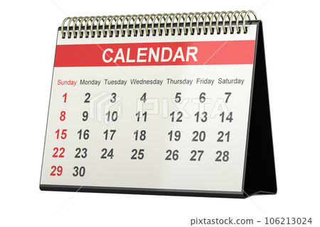 Desk Calendar, 3D rendering Desk Calendar, 3D rendering 106213024