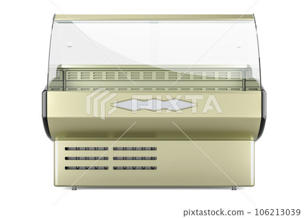 Refrigerated display case, front view. 3D rendering 106213039