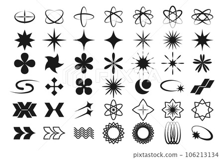 Y2k symbols retro star icons trendy acid rave Vector Image