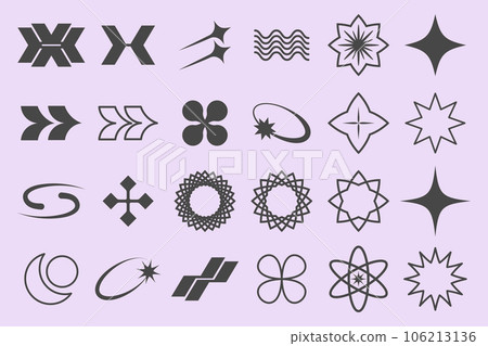 Y2k symbols retro star icons trendy acid rave Vector Image