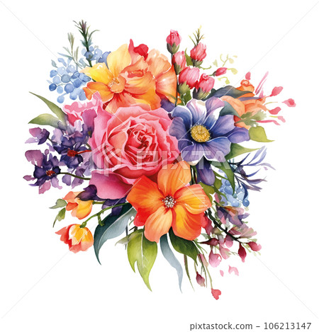 Vintage bouquet pink watercolor, great design for any purposes. Vintage bouquet pink watercolor, great design for any purposes. 106213147