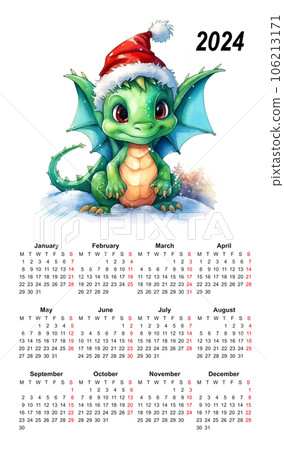 Calendar 2024 dragon watercolor chinese template Calendar 2024 dragon watercolor chinese template 106213171
