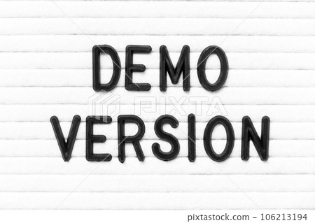 Black color letter in word demo version on white felt board background Black color letter in word demo version on white felt board background 106213194