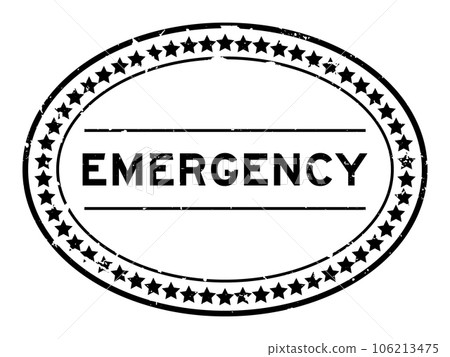 Grunge black emergency word oval rubber seal stamp on white background Grunge black emergency word oval rubber seal stamp on white background 106213475