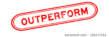 Grunge red outperform word rubber seal stamp on white background 106213562