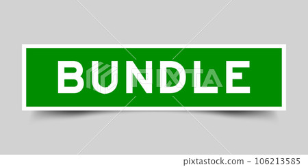 Green color square label sticker with word bundle on gray background Green color square label sticker with word bundle on gray background 106213585