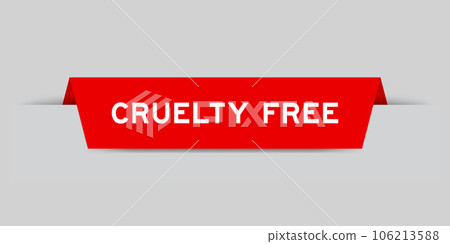 Red color inserted label with word cruelty free on gray background 106213588