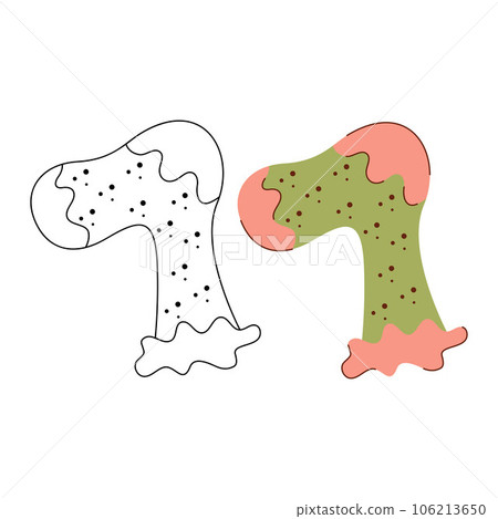 Warm sock with a pattern of circles. Black and white and color clipart vector illustration. 106213650