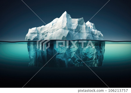 Iceberg with hidden part under water in ocean. Generative AI 106213757