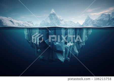 Iceberg with hidden part under water in ocean. Generative AI 106213758
