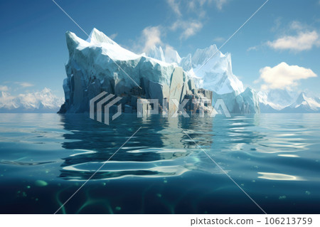 Iceberg floating in ocean. Generative AI 106213759