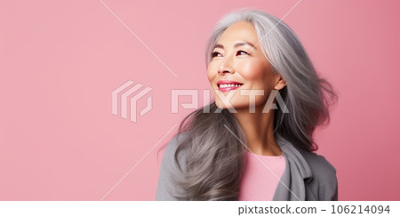 A stylish Asian woman in her 50s. A stylish Asian woman in her 50s. 106214094