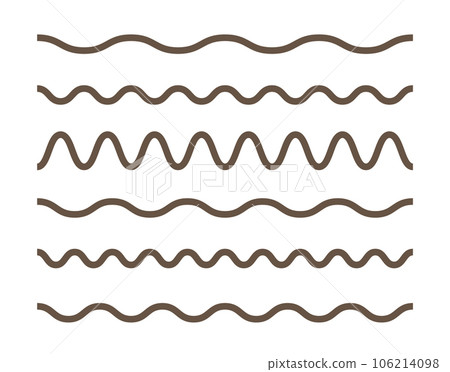 Doodle marker wavy horisontal line set. Simple outline icons. 106214098