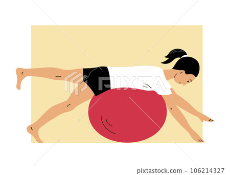 Young woman doing exercises on a gymnastic ball Young woman doing exercises on a gymnastic ball 106214327
