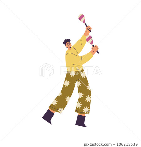 Brazilian Festival with Man Character Dancing and Playing Maraca Vector Illustration Brazilian Festival with Man Character Dancing and Playing Maraca Vector Illustration 106215539