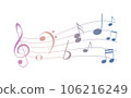 Music notes background. Vector music signs 106216249