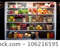 Refrigerator full of healthy food, fruits and vegetables 106216595