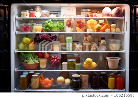 Refrigerator full of healthy food, fruits and vegetables 106216595