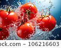 Fresh cherry tomatoes in water splashes 106216603