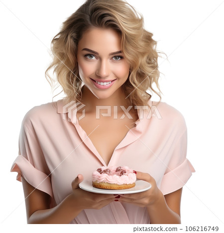 Woman with birthday cake 106216749