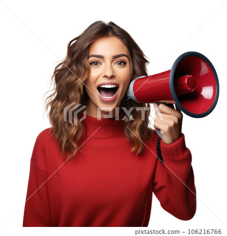 Beautiful woman with megaphone 106216766