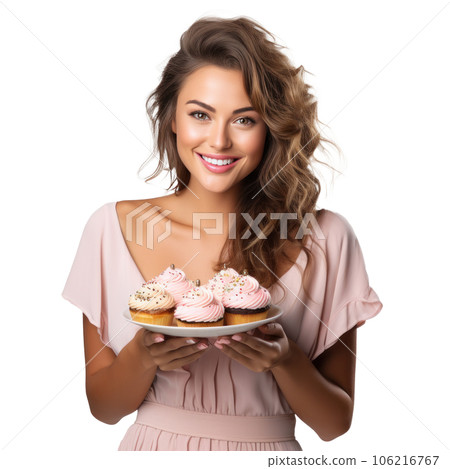 Woman with birthday cake 106216767