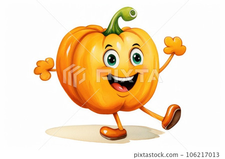 A cartoon pumpkin dancing and smiling, AI 106217013