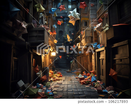 Mysterious alleyway and find a door that leads to a world of living origami creatures Mysterious alleyway and find a door that leads to a world of living origami creatures 106217893