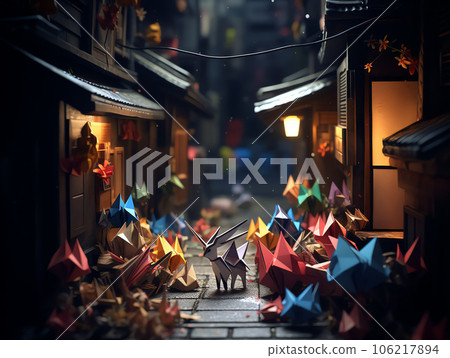 Mysterious alleyway and find a door that leads to a world of living origami creatures 106217894